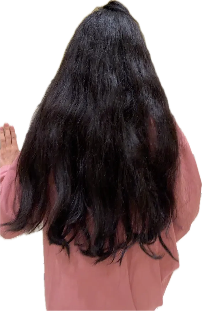 Back view of long dark wavy hair